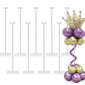 23.6” Height Clear Acrylic Balloon Stand/Table Centerpiece Decoration, Set of 10